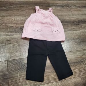 Girls Matching Set Size 6M Pink and Black Matching Set 2 Pieces